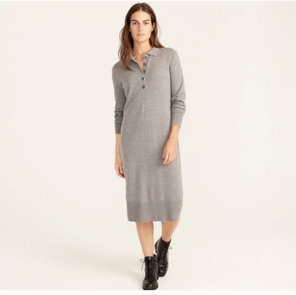 J.Crew Collared 100% merino wool sweater-dress Grey Color (Size XXL)